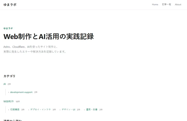 ロゴ適用前のゆまラボのヘッダー