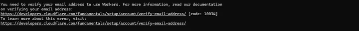 Wranglerで表示されたCloudflare Workersのcode 10034