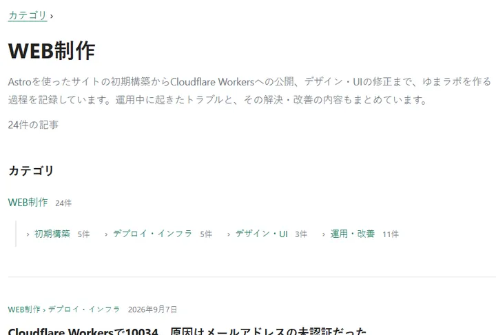 修正前のWEB制作カテゴリ