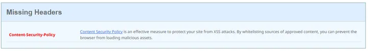 設定後にContent-Security-PolicyだけがMissingとして残った画面