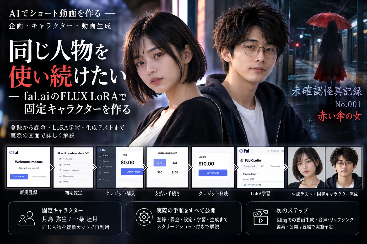 AIショート動画用の固定キャラクターを作る―fal.ai登録からFLUX LoRA学習まで